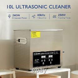 10 L Ultrasonic Cleaner with Timer and Heater for Jewelry Watches Retainers More