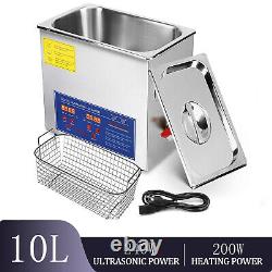 10L Digital Ultrasonic Cleaner Stainless Steel Cleaning Machine with Heater Timer