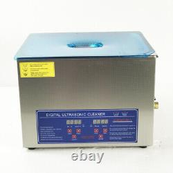 10L Liter Industry Ultrasonic Cleaner Heated Heater withTimer Stainless Steel 300W