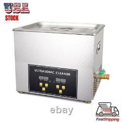 10L New Stainless Steel Ultrasonic Cleaner Machine With Timer Heated Cleaning US