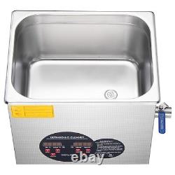 10L Square SS Ultrasonic Cleaner Silver Powerful Adjustable Durable & Safe