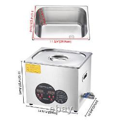 10L Square SS Ultrasonic Cleaner Silver Powerful Adjustable Durable & Safe