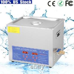 10L Stainless Steel Ultrasonic Cleaner Heating Cleaning Machine Heater with Timer