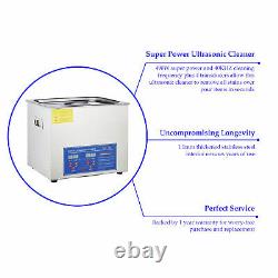 10L Ultrasonic Cleaner 304SS withTimer for Cleaning Jewelries Glasses Watches etc