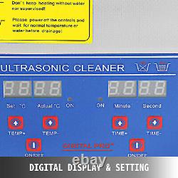 10L Ultrasonic Cleaner Digital Timer Stainless Steel Bath Cleaning Machine US