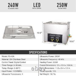 10L Ultrasonic Cleaner Industry Stainless Cleaning Equipment with Timer Heater