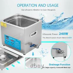 10L Ultrasonic Cleaner with Timer & Heater Digital Sonic Cleaner for Jewelry Watch