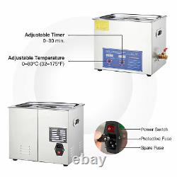 10l Qt Ultrasonic Cleaner 250W Digital Heated Industrial Parts with Timer & Heater