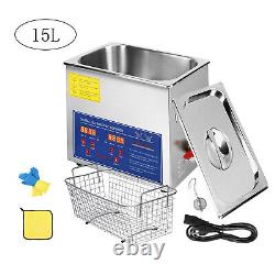 110V Ultrasonic Cleaner Machine 15L Cleaner Washing Machine with Digital Timer US