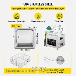 15-l 600w Stainless Steel Industry Ultrasonic Cleaner Heated Heater withTimer
