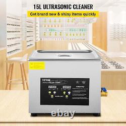 15L Digital Ultrasonic Cleaner Heater Timer 600W 40KHz Jewelry Cleaning Machine