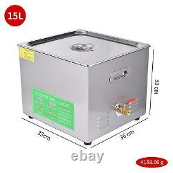 15L Digital Ultrasonic Cleaner Timer Heater Ultra Sonic Cleaning Stainless Tank