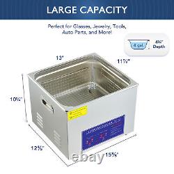 15L Ultrasonic Cleaner Sonic Cleaning Equipment 304 SUS Industry Heated withTimer