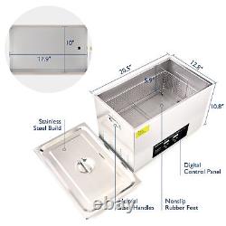 22L Portable Ultrasonic Cleaner with Heater Timer 304 Stainless Steel Basin