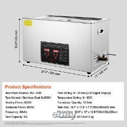 30L Ultrasonic Cleaner with Timer Heating Machine Digital Sonic Industry Heated