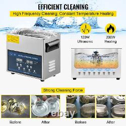 3L Digital Ultrasonic Cleaner with Heater Timer 28/40KHz Jewelry Lab Degas