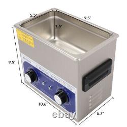 3L Stainless Steel Ultrasonic Cleaner Sonic Bath Tank Jewelry Glasses Watch Ring