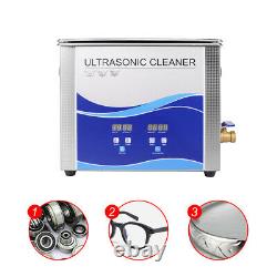 6.5L Ultrasonic Cleaner Heating Bath Metal Hardware Fuel Stainless Nail Dental