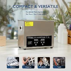 6 L Ultrasonic Cleaner with Timer and Heater for Jewelry Watches Retainers More
