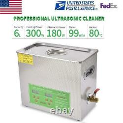 6L Digital Ultrasonic Cleaner Timer Heater Ultra Sonic Cleaning Stainless Tank