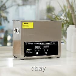 6L Portable Ultrasonic Cleaner with Heater Timer 304 Stainless Steel 1.5gal Cap