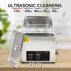 6L Professional Ultrasonic Cleaner with Timer&Heater with Drainage System 180W