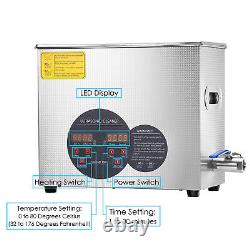 6L Square SS Ultrasonic Cleaner Silver Powerful Adjustable Durable & Safe