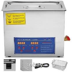 6L Stainless Steel Ultrasonic Cleaner With LED Display Timer & Heater Basket