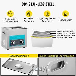 6L Ultrasonic Cleaner Stainless Steel Professional Knob Control Jewelry Glasses