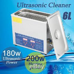 Brand New 6L Ultrasonic Cleaner Stainless Steel Industry Heated Heater withTimer