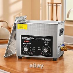 CREWORKS 10L Stainless Steel Ultrasonic Cleaner Machine w Degas & Gentle Modes