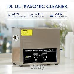 CREWORKS 10L Ultrasonic Cleaner Jewelry Cleaning Machine with Digital Timer Heater