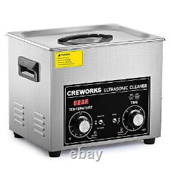 CREWORKS 10L Ultrasonic Cleaner w Knob Control 300W Heater Degas Gentle Modes