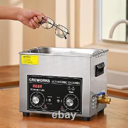 CREWORKS 10L Ultrasonic Cleaner with Degas Gentle Modes & Adjustment Knobs