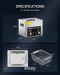 CREWORKS 10L Ultrasonic Cleaner with Degas Gentle Modes & Adjustment Knobs