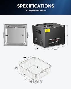 CREWORKS 15L Digital Ultrasonic Cleaner with Dual Mode Cleaning for Auto Part