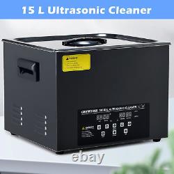 CREWORKS 15L Titanium Steel Ultrasonic Jewelry Cleaner with Timer & 600W Heater
