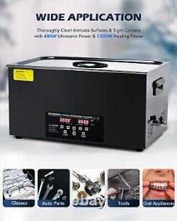 CREWORKS 22L Black Titanium Steel Ultrasonic Cleaner Machine with 1200W Heater