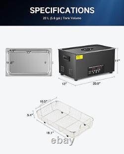 CREWORKS 22L Digital Sonic Cleaner with LED Display 1200W Heater & Degas Mode