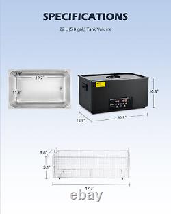 CREWORKS 22L Digital Ultrasonic Cleaner w Stainless Steel Basket 1200W Heater