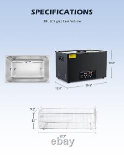 CREWORKS 30L Ultrasonic Cleaner Titanium Steel 1200W Heater w. Degas & 2 Modes