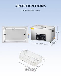 CREWORKS 600W Ultrasonic Cleaner with Heater and Timer, 7.9 Gallon Ultrasonic Cl