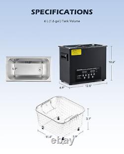 CREWORKS 6L Titanium Steel Ultrasonic Cleaner with LED Display Timer & 500W Heater