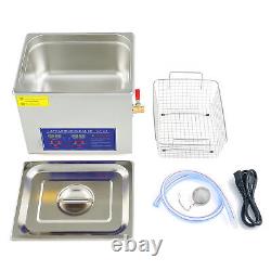 CREWORKS Stainless Steel 10L Ultrasonic Cleaner with Timer for Jewelry Dentures