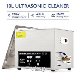 CREWORKS Ultrasonic Cleaner 10L Jewelry Cleaning Machine w LED Display & Timer