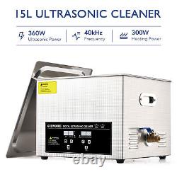 CREWORKS Ultrasonic Cleaner 15L Cleaning Equipment Industry Heated with Timer