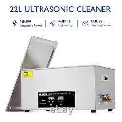 CREWORKS Ultrasonic Cleaner with Digital Timer Heater 22L Stainless Steel Tank