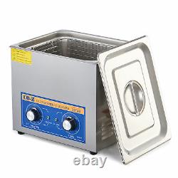 Commercial 10L Ultrasonic Cleaner with Timer Stainless Steel Jewelry Glasses