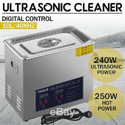 Digital 10L Stainless Steel Ultrasonic Cleaner Industry Heated Heater withTimer
