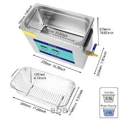 Digital 6.5L Ultrasonic Cleaner Stainless Steel Ultra Sonic Bath Heater Timer US